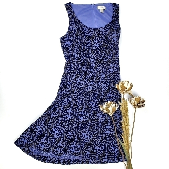 Loft Blue Suede Embroidered Light Shift Dress 2 - Picture 7 of 11